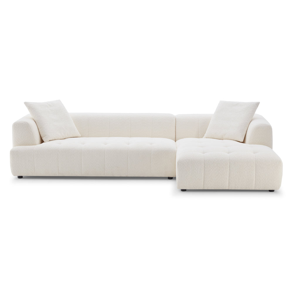 Wade Mid-Century Modern Ivory Boucle Right Sectional Sofa - MidinMod