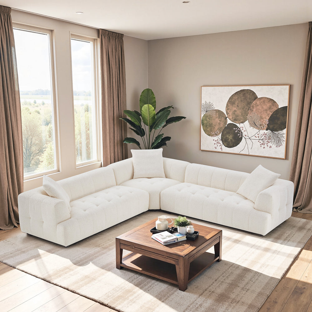Wade Ivory Boucle Corner Sofa