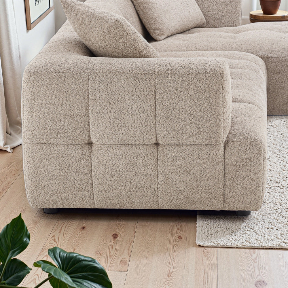 Wade Mid-Century Modern Mocha Boucle Right Sectional Sofa - MidinMod