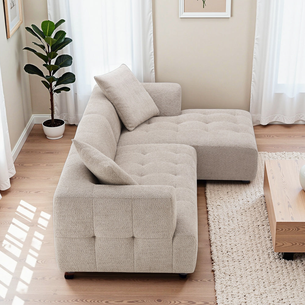 Wade Mid-Century Modern Mocha Boucle Right Sectional Sofa - MidinMod