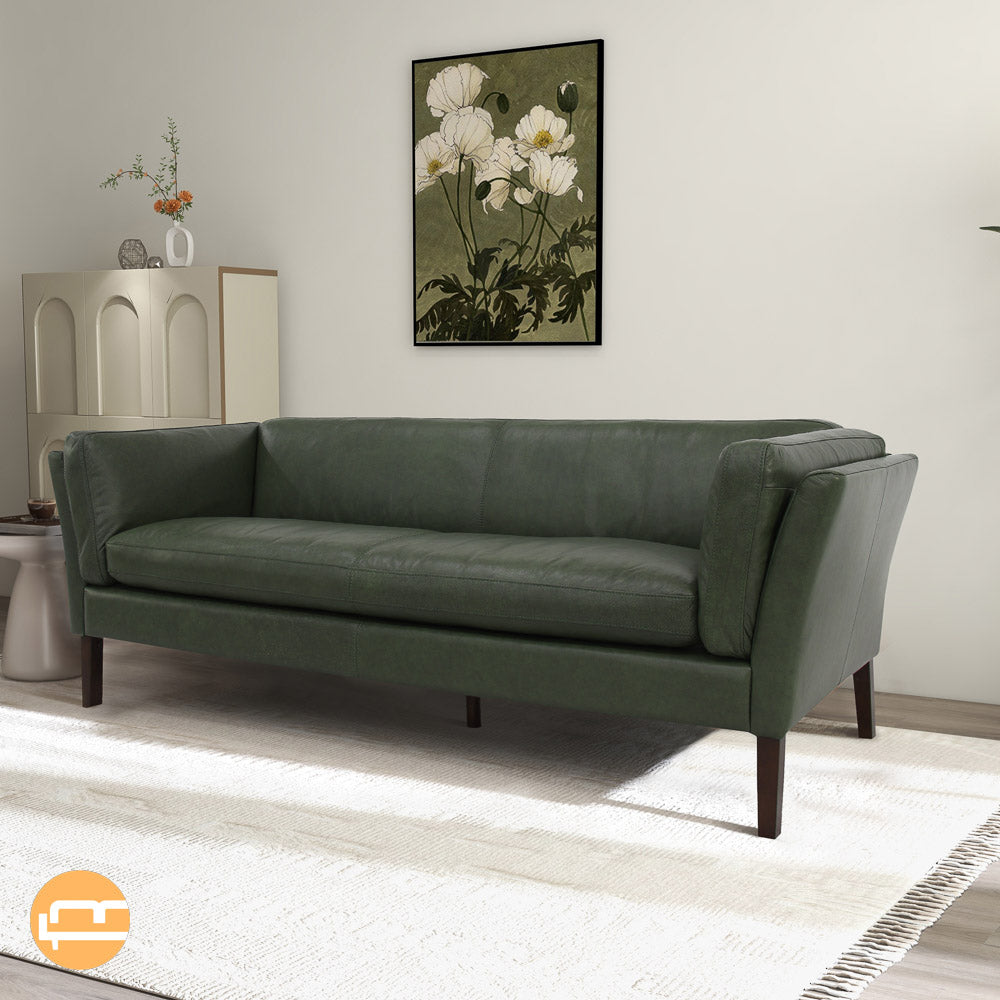 Warner Leather Sofa - Green