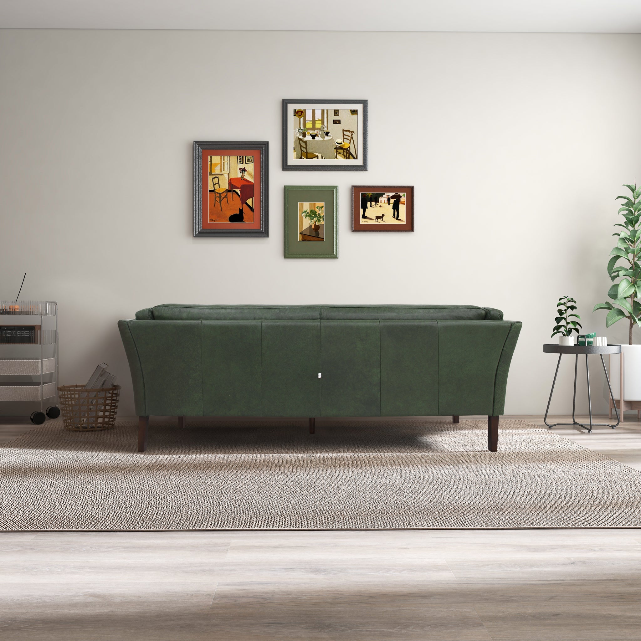 Warner Green Leather Sofa - MidinMod