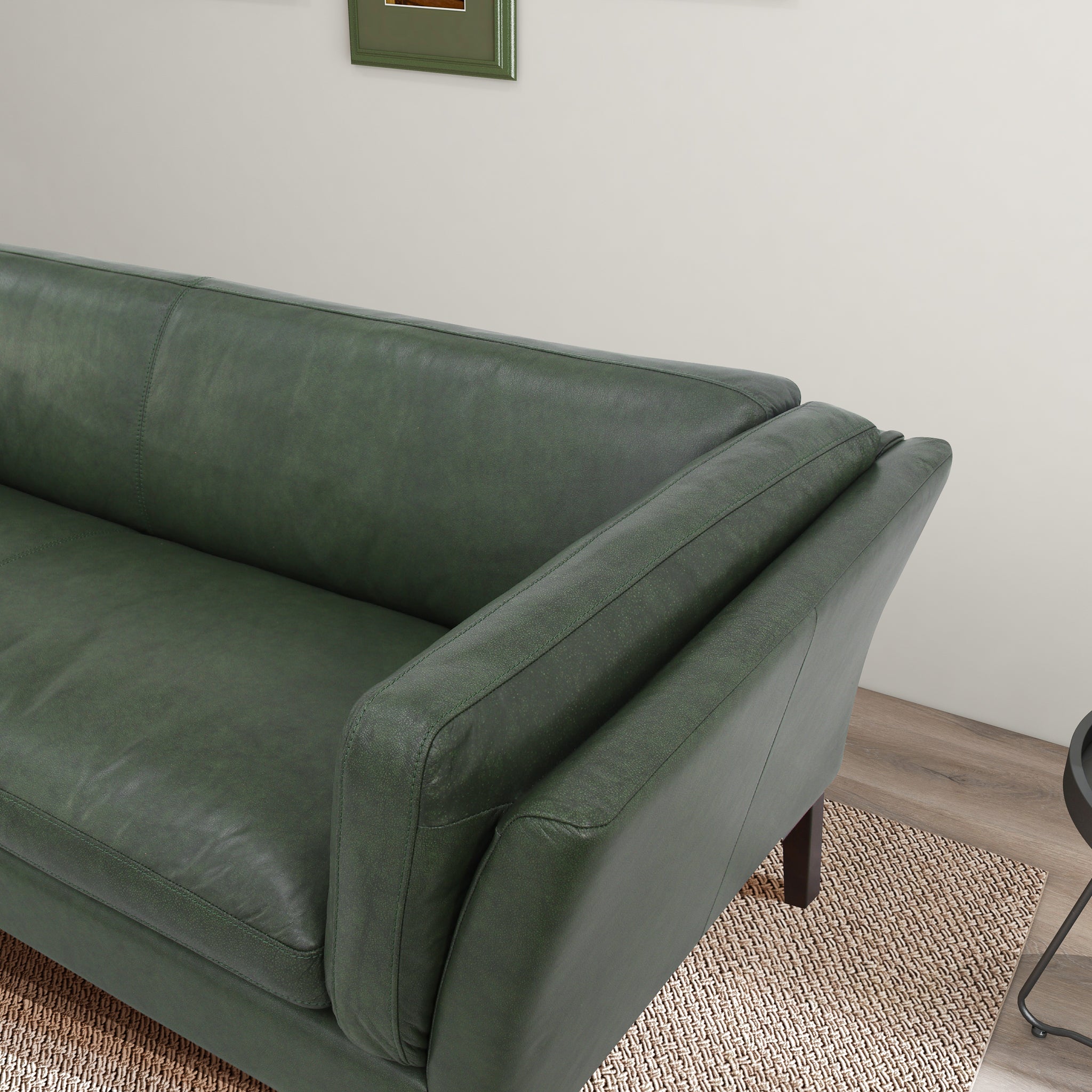 Warner Green Leather Sofa - MidinMod