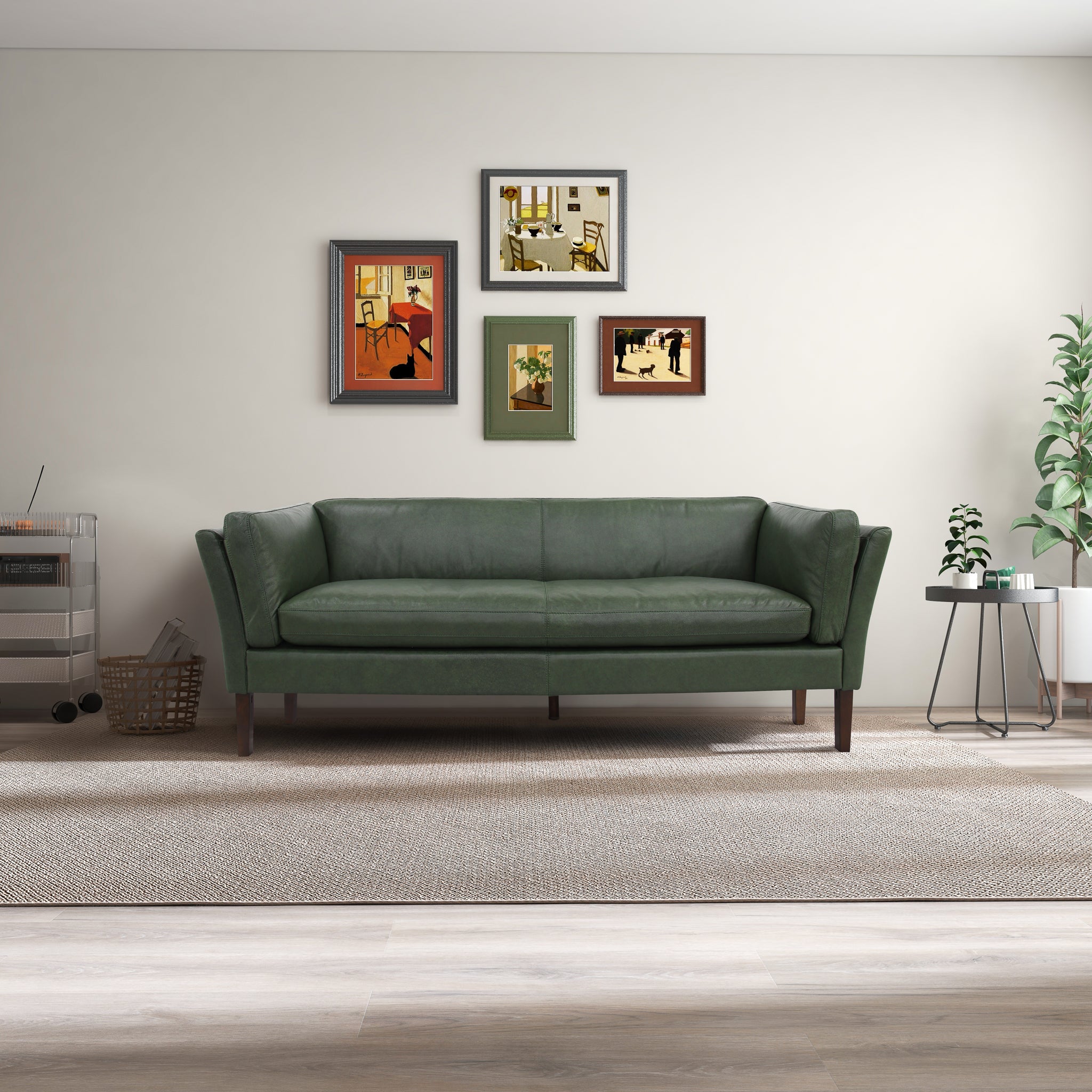 Warner Green Leather Sofa - MidinMod