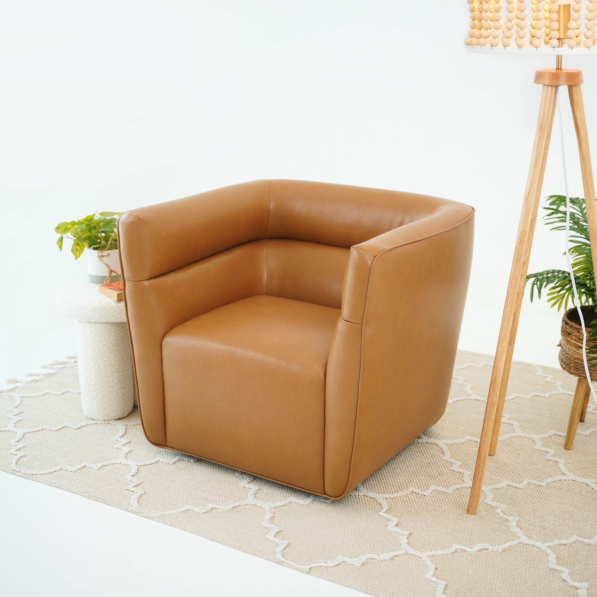 Weimar Swivel Chair - Tan Vegan Leather