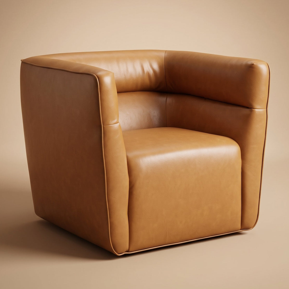 Weimar Swivel Chair - Tan Vegan Leather - MidinMod