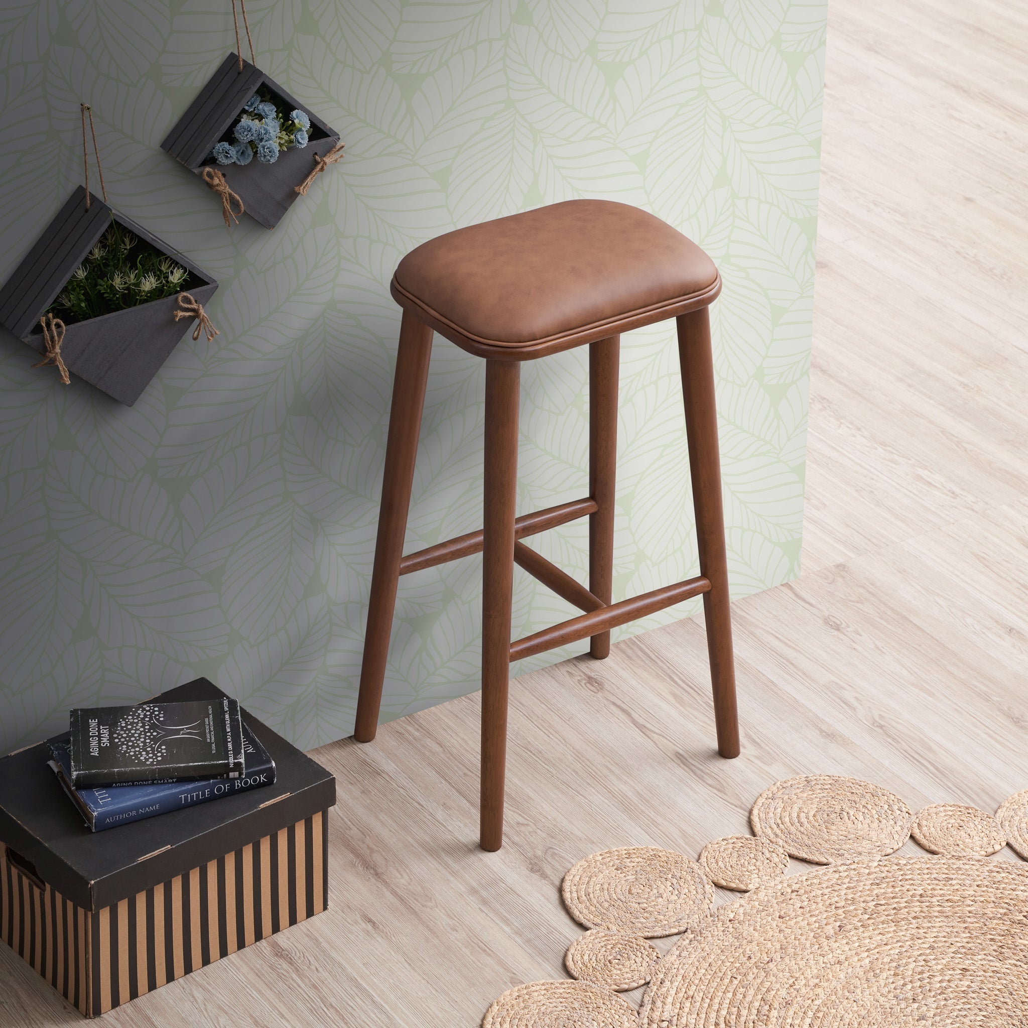 Westbury Tan Leather Bar Stool - MidinMod