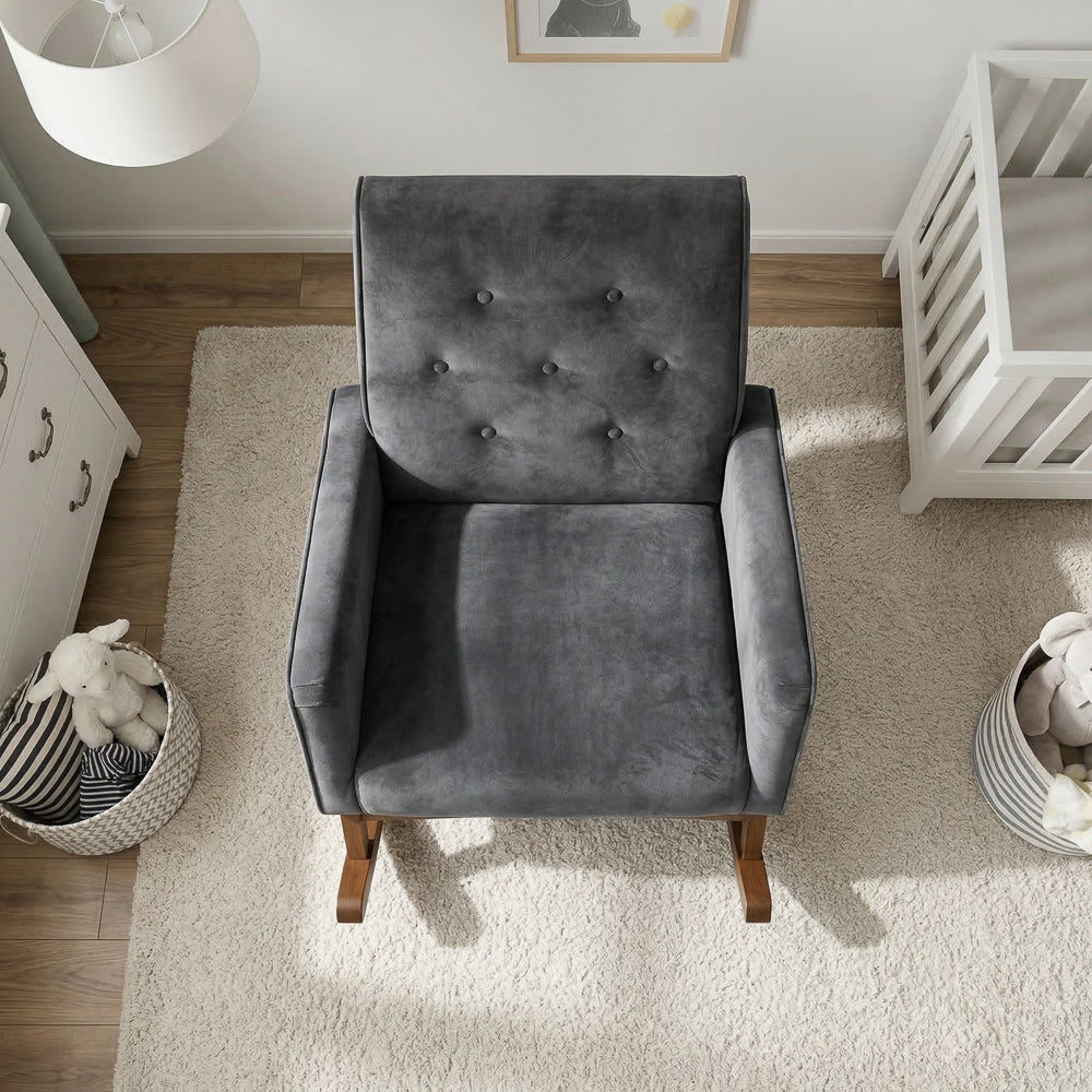 Windsor Rocking Chair | Dark Grey Velvet & Performance Modern Seating | MidinMod