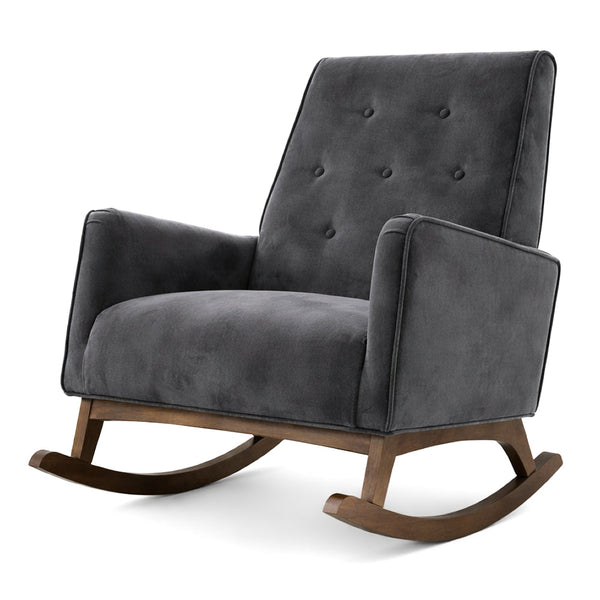 Windsor Rocking Chair | Dark Grey Velvet & Performance Modern