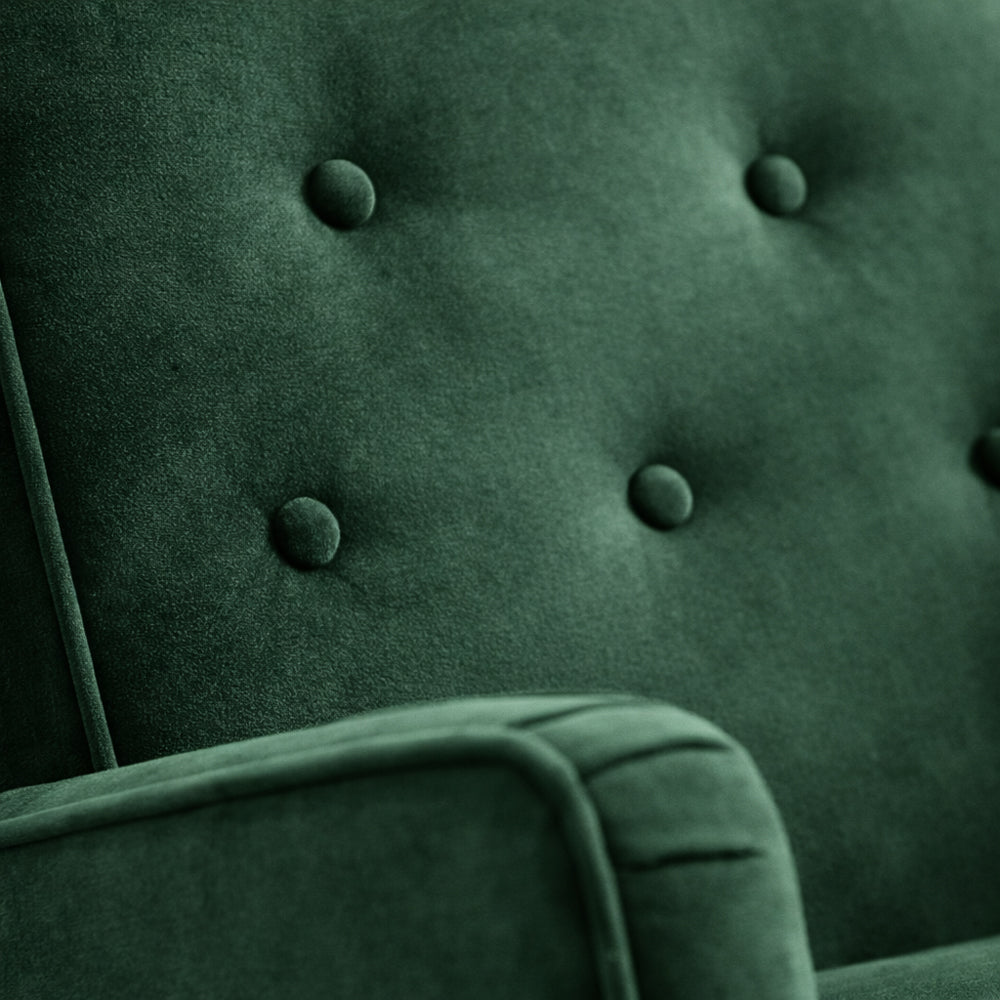 Windsor Rocking Chair | Green Velvet & Solid Wood Legs | MidinMod