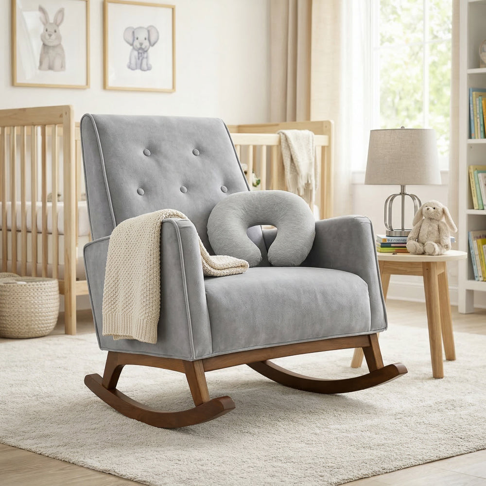 Windsor Rocking Chair | Grey Microfiber & Performance Fabric | MidinMod