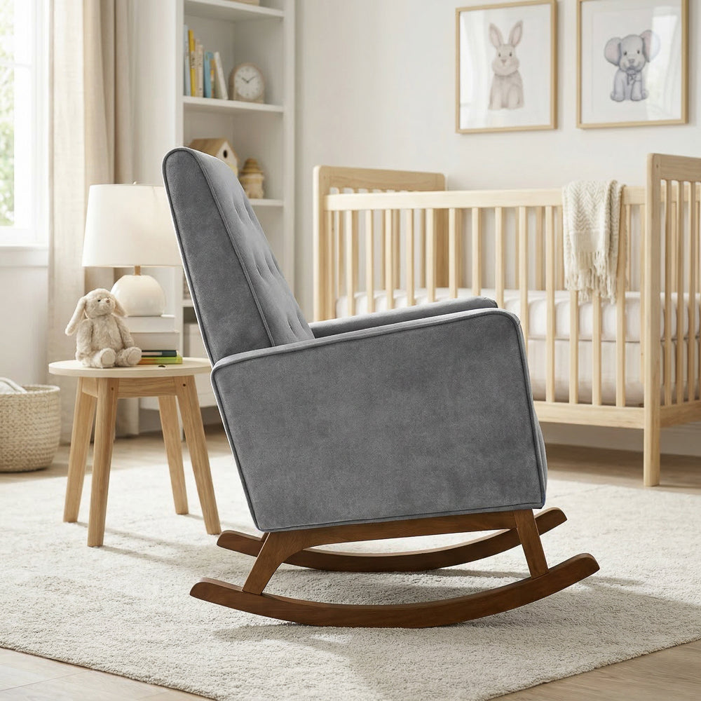 Windsor Rocking Chair | Grey Microfiber & Performance Fabric | MidinMod
