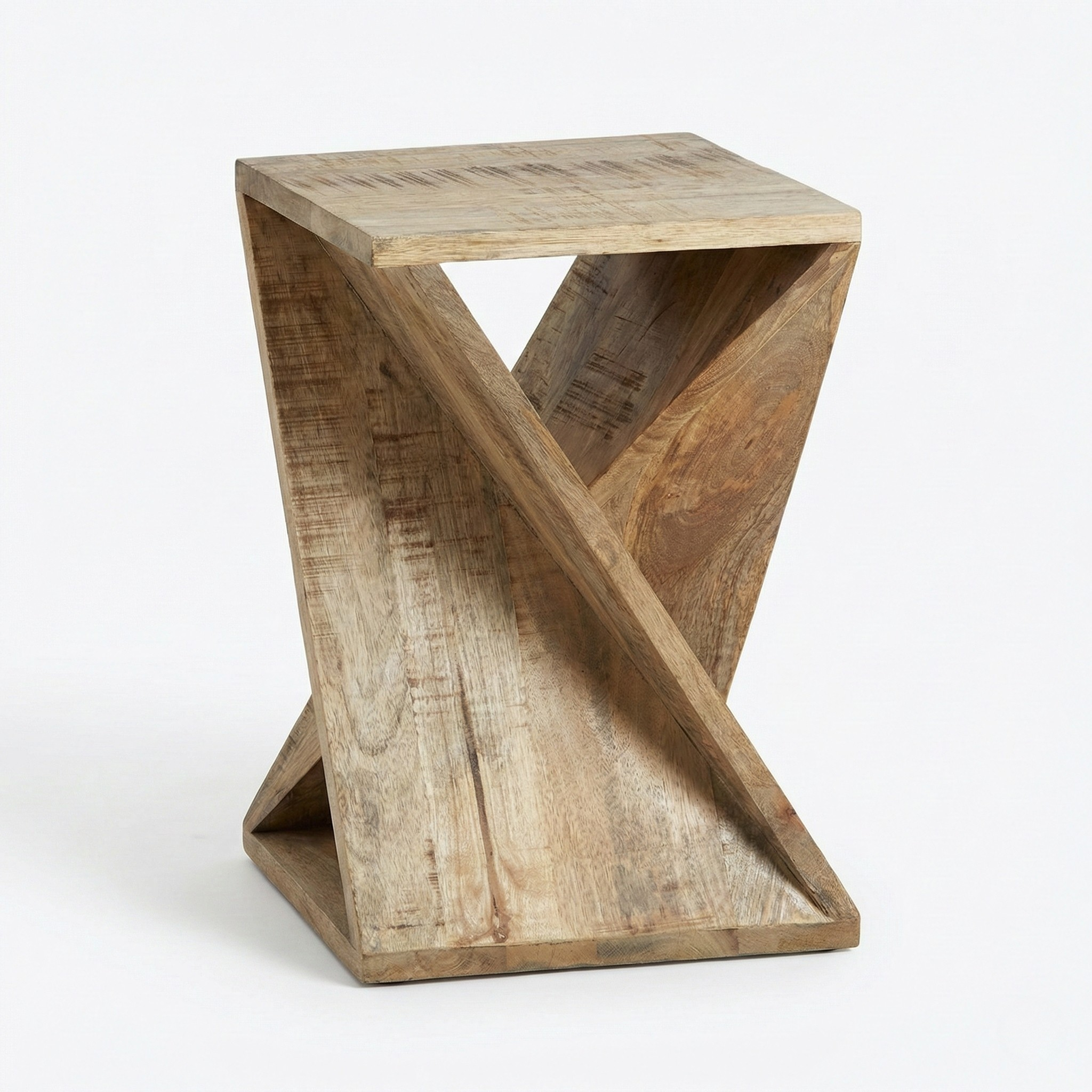 Zalemont Twist Design Wood Accent Table in Distressed Brown | MidinMod