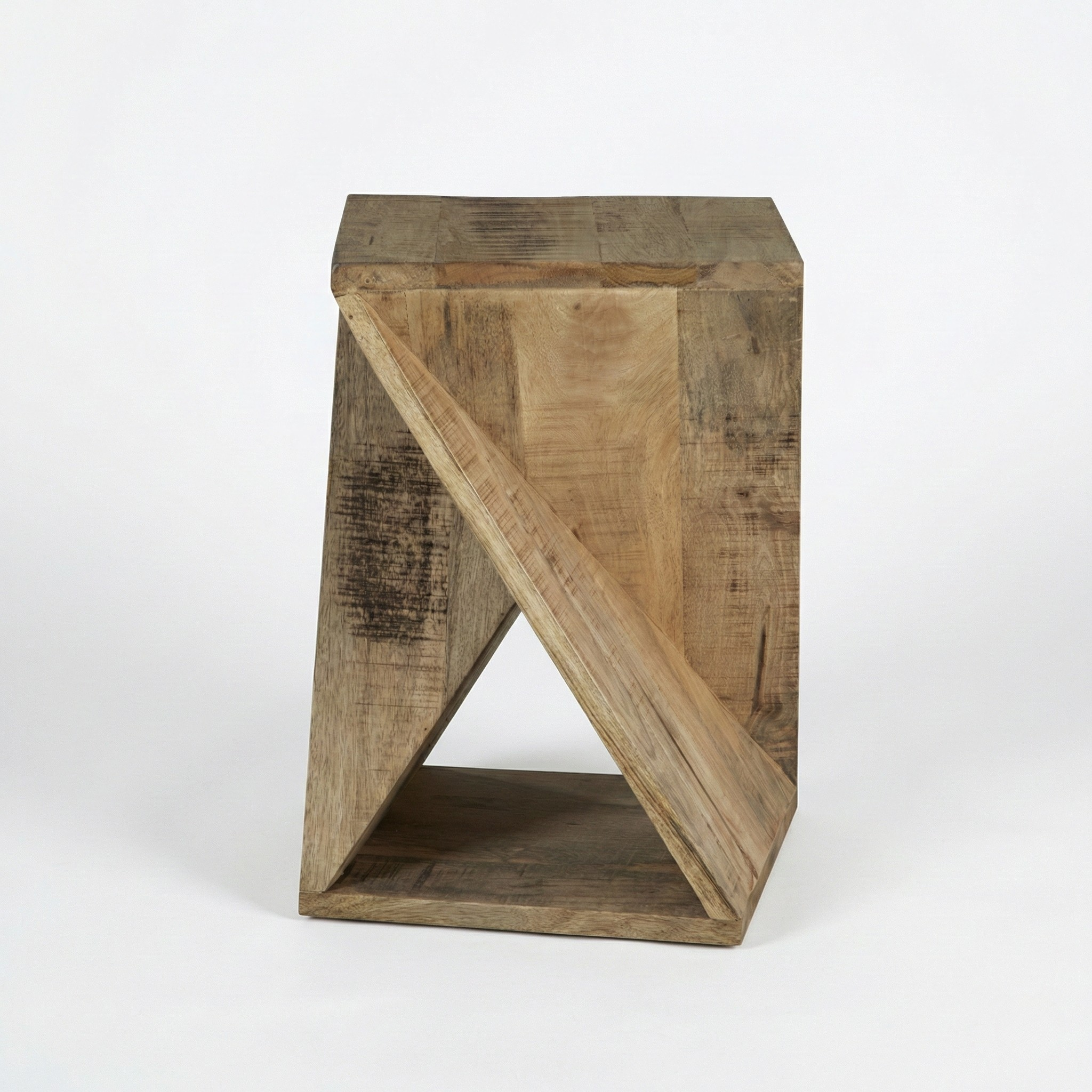 Zalemont Twist Design Wood Accent Table in Distressed Brown | MidinMod