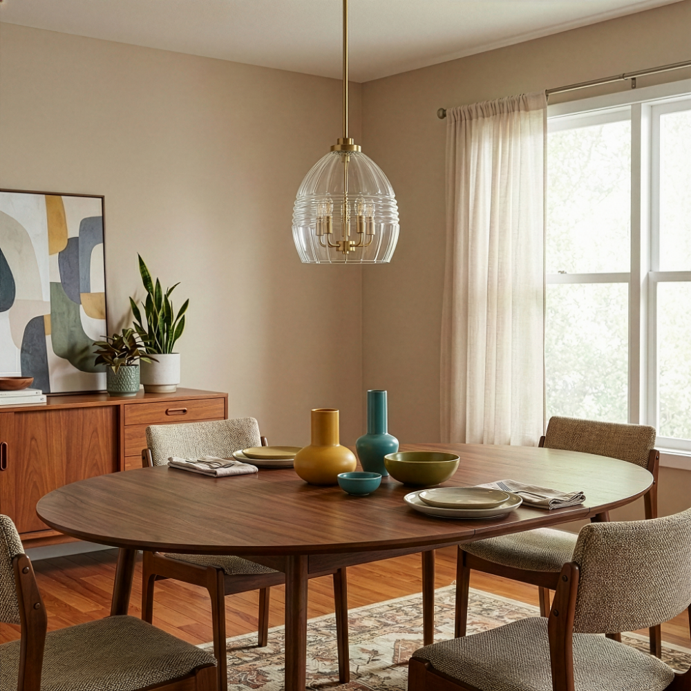 Zen 5-Light Chain Hanging Pendant | Satin Brass and Clear Glass | MidinMod