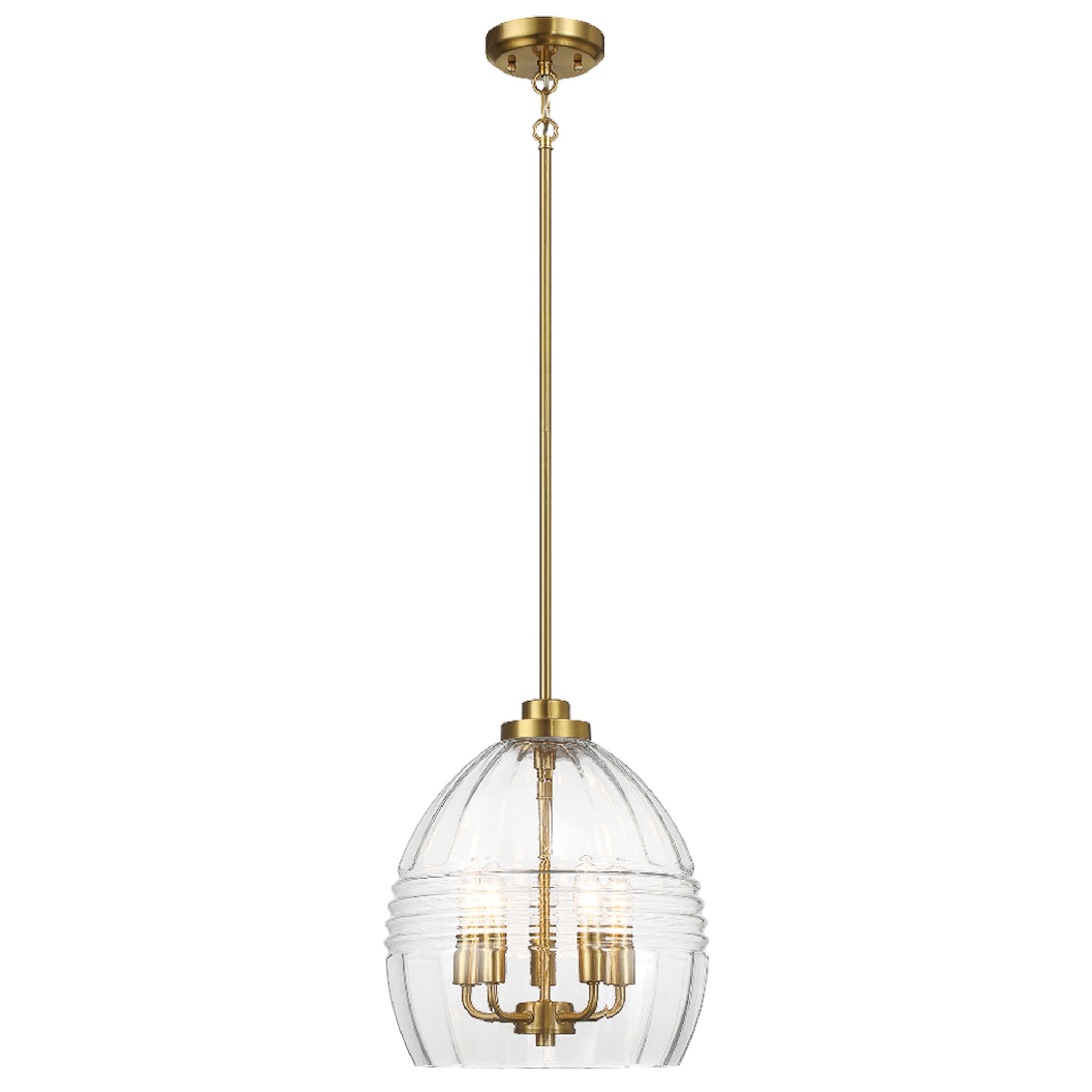 Zen 5-Light Chain Hanging Pendant | Satin Brass and Clear Glass | MidinMod