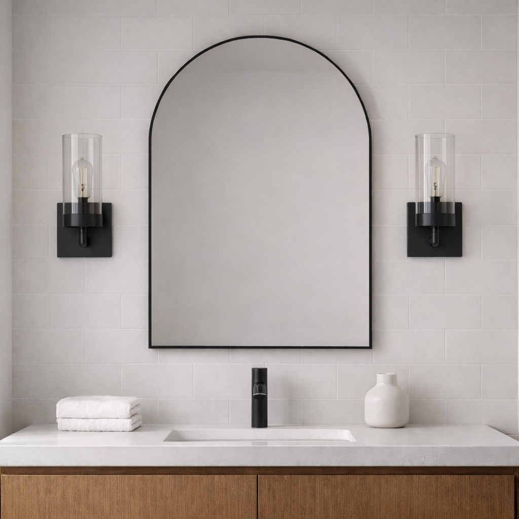Zephyr Single Light Sconce | Matte Black & Clear Glass | MidinMod