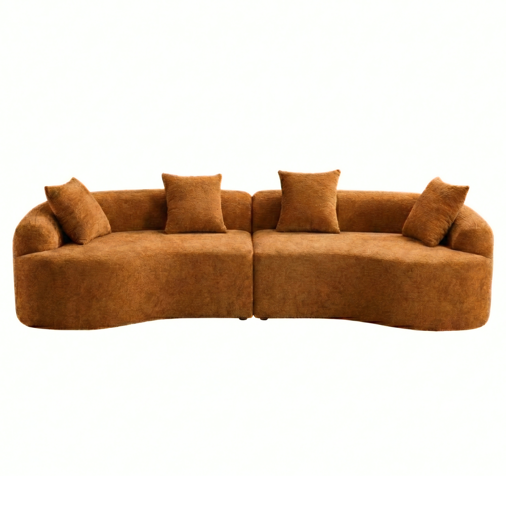 Branch Modern 110'' Curved Orange Sofa with All-Foam Construction - MidinMod