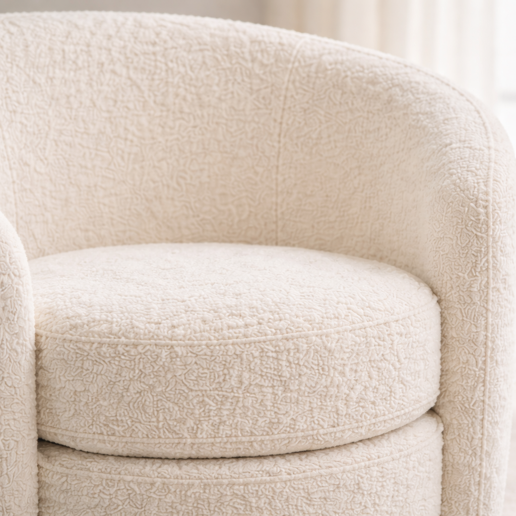 Axis White Boucle Lounge Chair | Contemporary Minimalist Teddy Fabric | MidinMod 