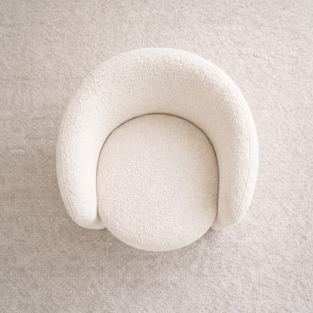 Axis White Boucle Lounge Chair | Contemporary Minimalist Teddy Fabric | MidinMod 