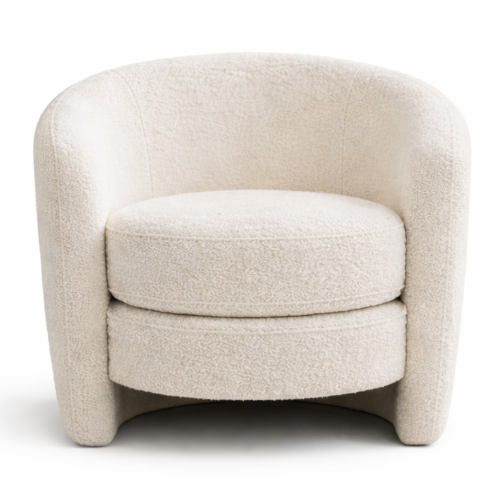 Axis White Boucle Lounge Chair | Contemporary Minimalist Teddy Fabric | MidinMod 