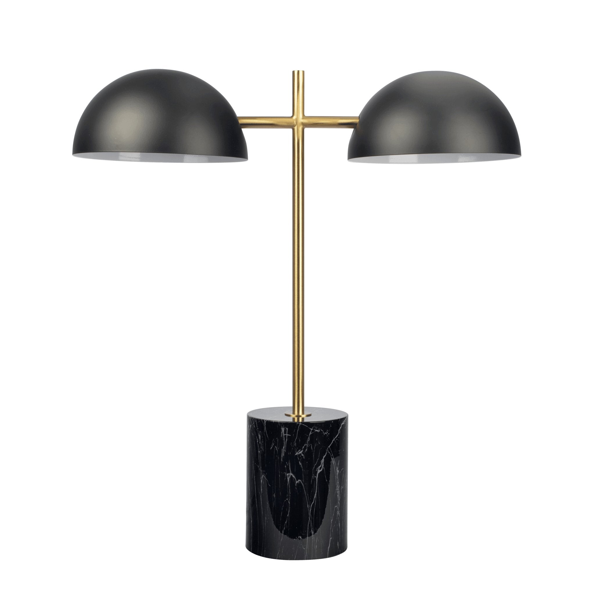 Nova Hydro Black Table Lamp with On/Off Switch Double Lamp with Faux Marble Base - MidinMod