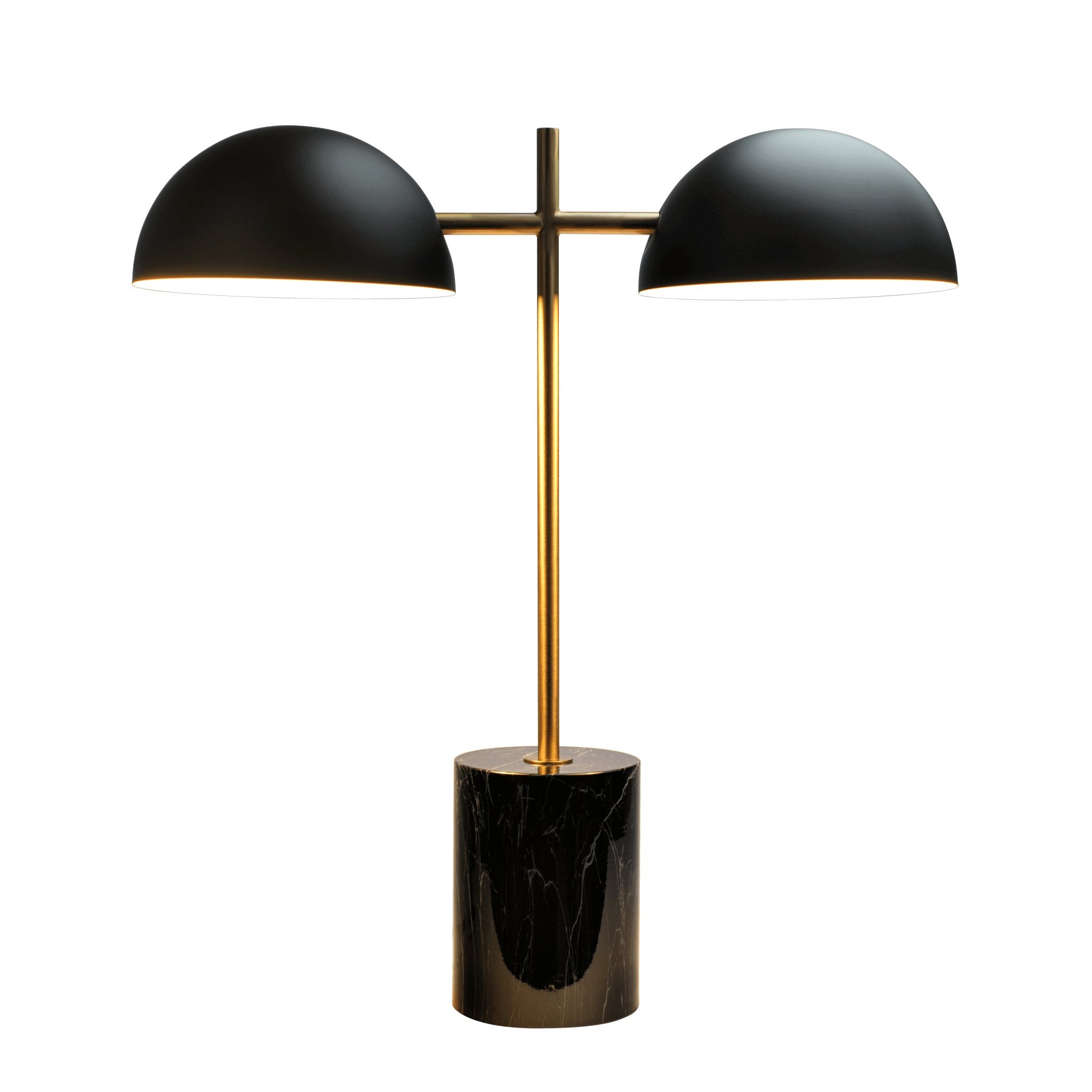 Nova Hydro Black Table Lamp with On/Off Switch Double Lamp with Faux Marble Base - MidinMod