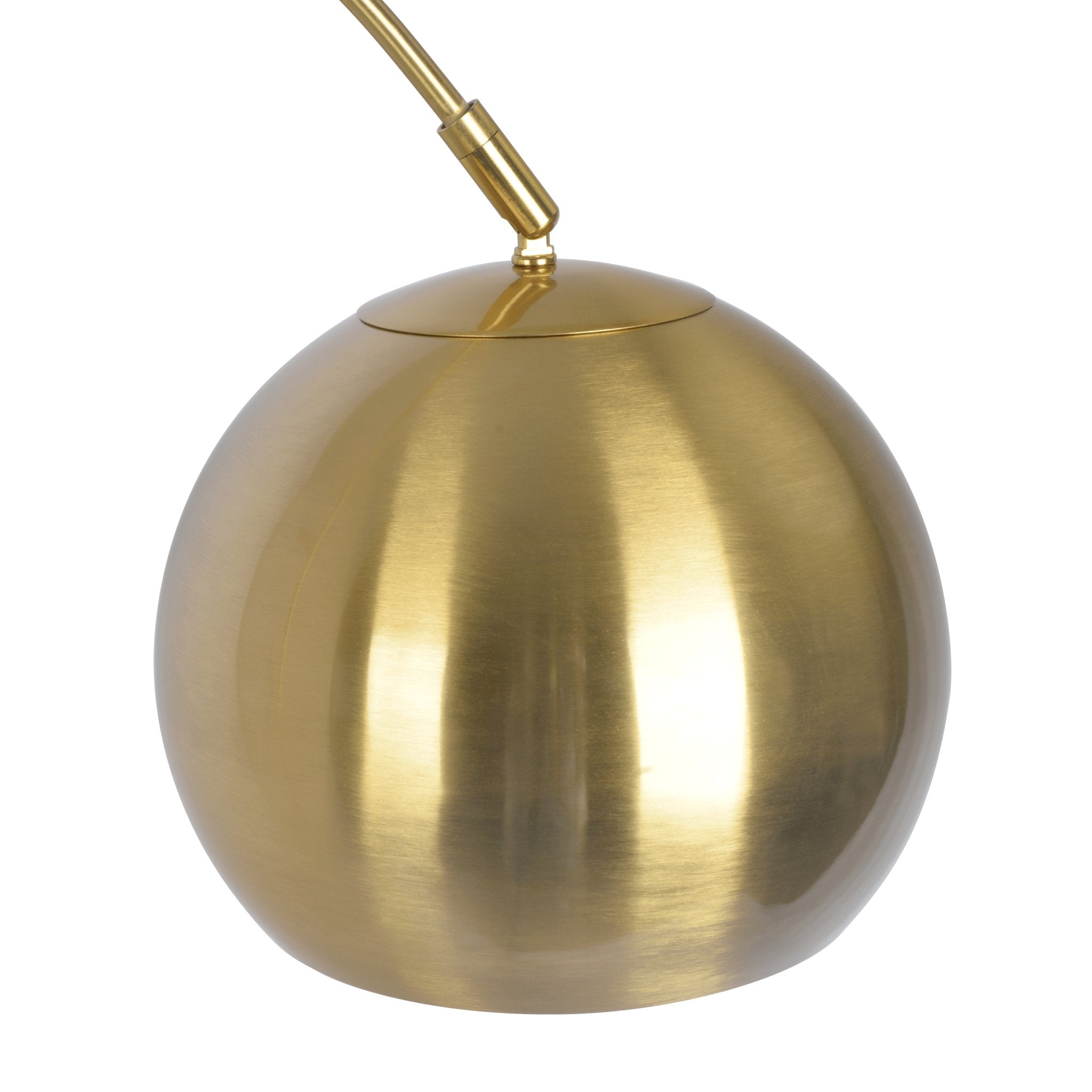 Oasis Long Arm Gold Brass Adjustable Floor Lamp with Round White Marble Base - MidinMod