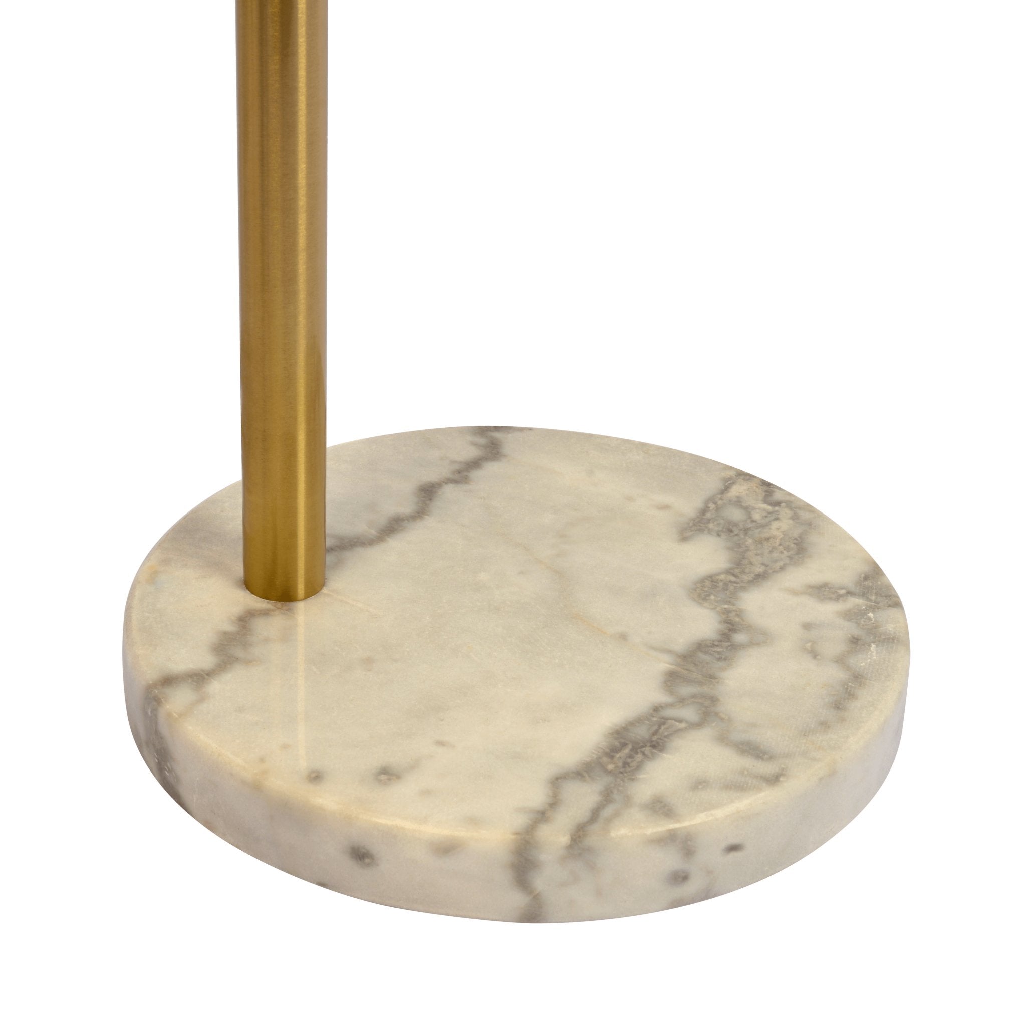 Oasis Long Arm Gold Brass Adjustable Floor Lamp with Round White Marble Base - MidinMod