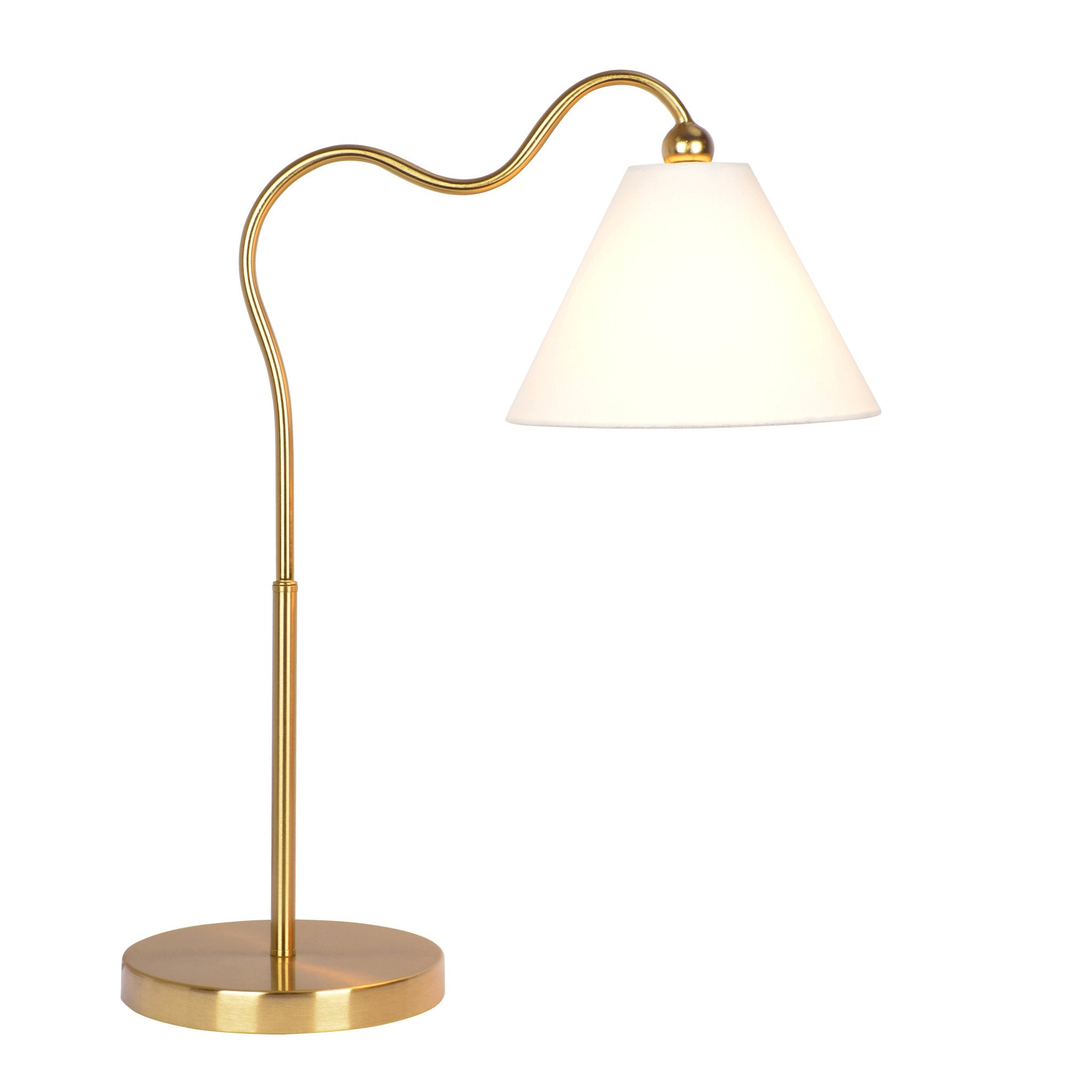 Ornate Brass Ring Base Table Lamp with Triangle White Drum Shade - MidinMod