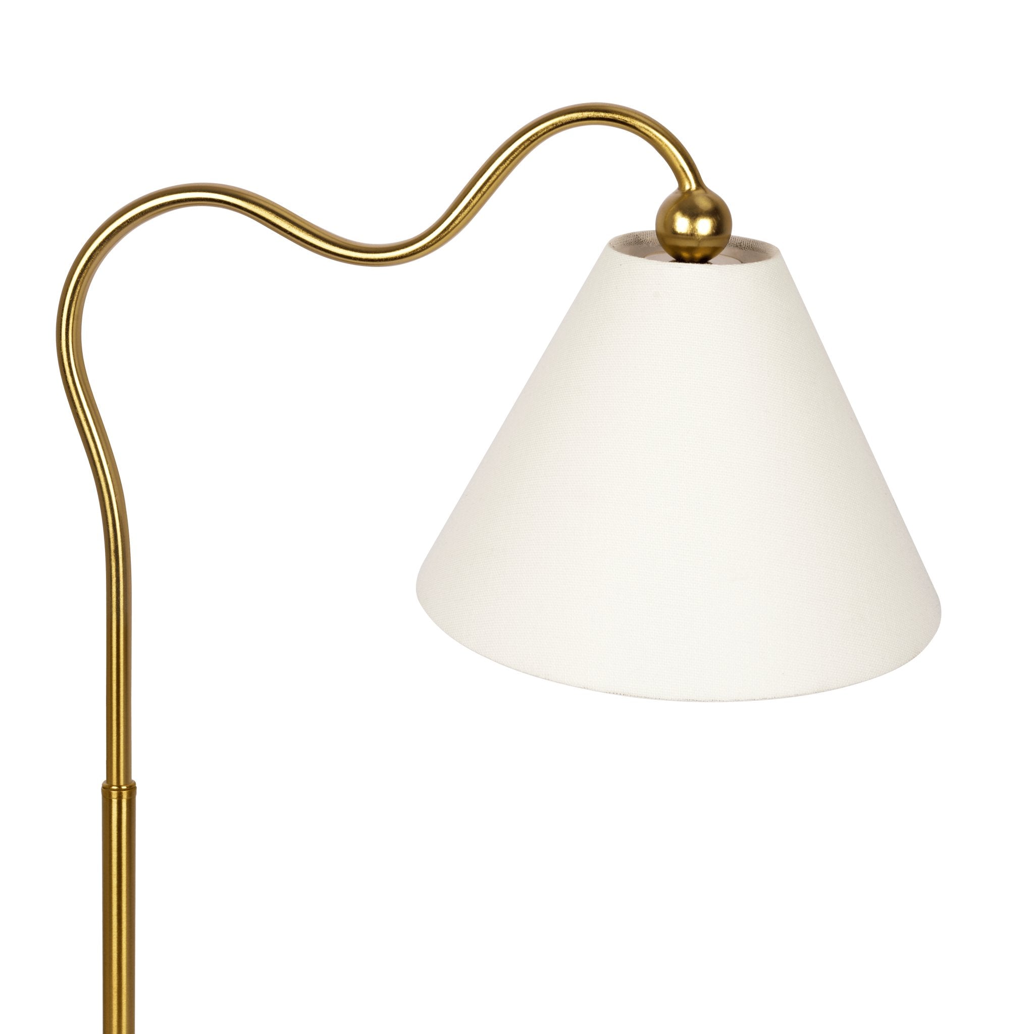 Ornate Brass Ring Base Table Lamp with Triangle White Drum Shade - MidinMod