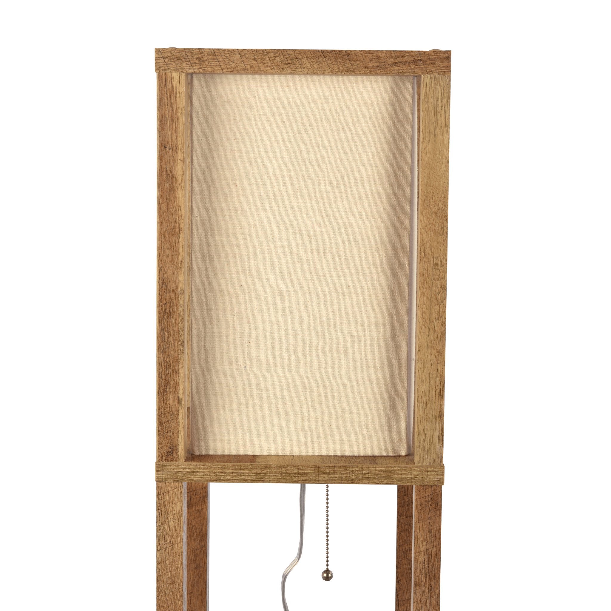 Pinnacle Shelf Floor Lamp For Bedroom/Living Room, Natural Wood with Long Shade - MidinMod