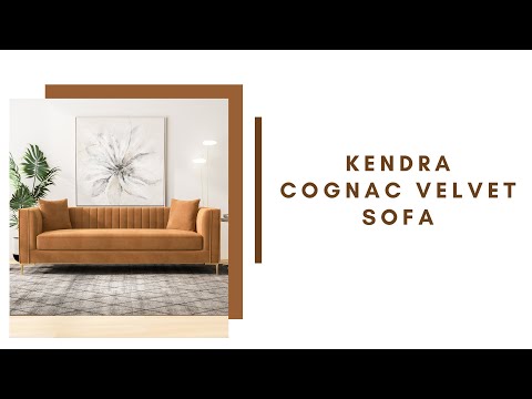 Kendra Sofa 91" (Cognac Velvet)