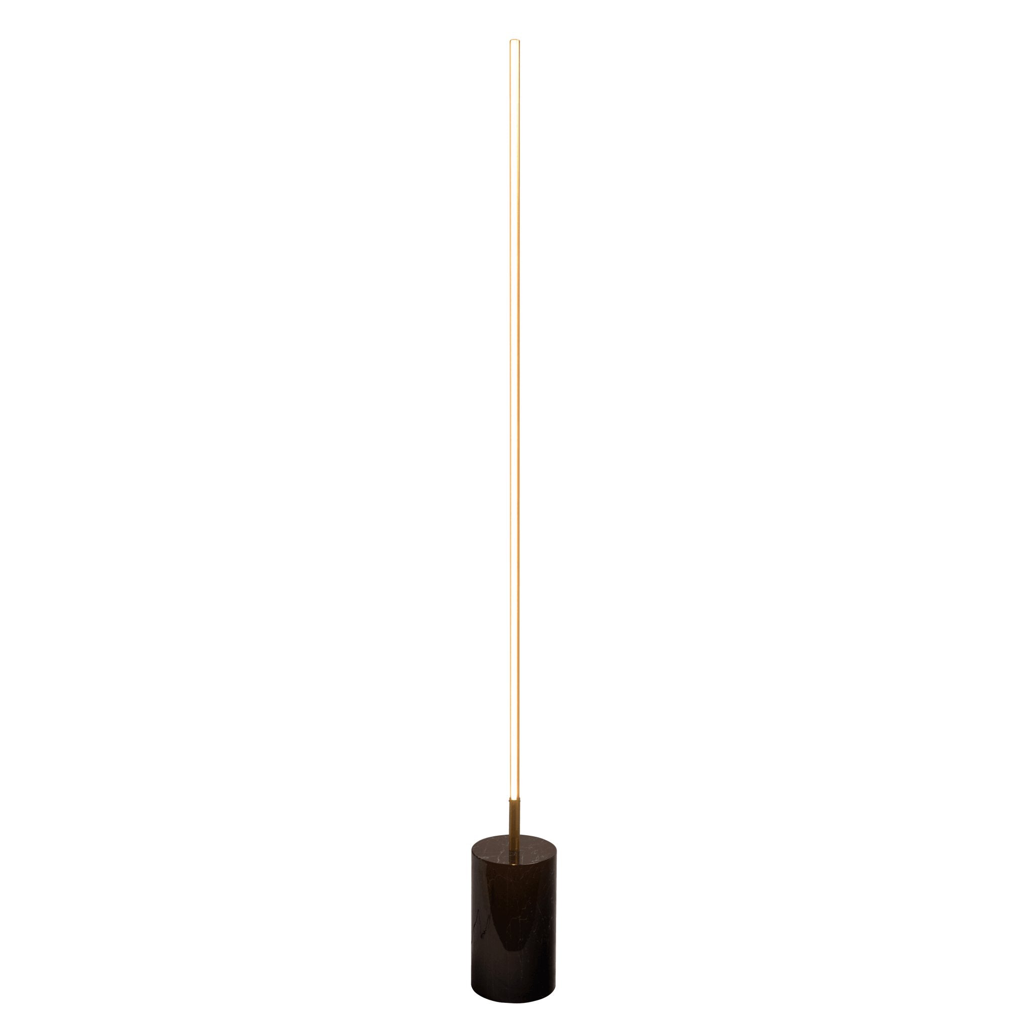 Prism Brassed Gold LED Floor Lamp with On/Off Switch Faux Marble Base - MidinMod