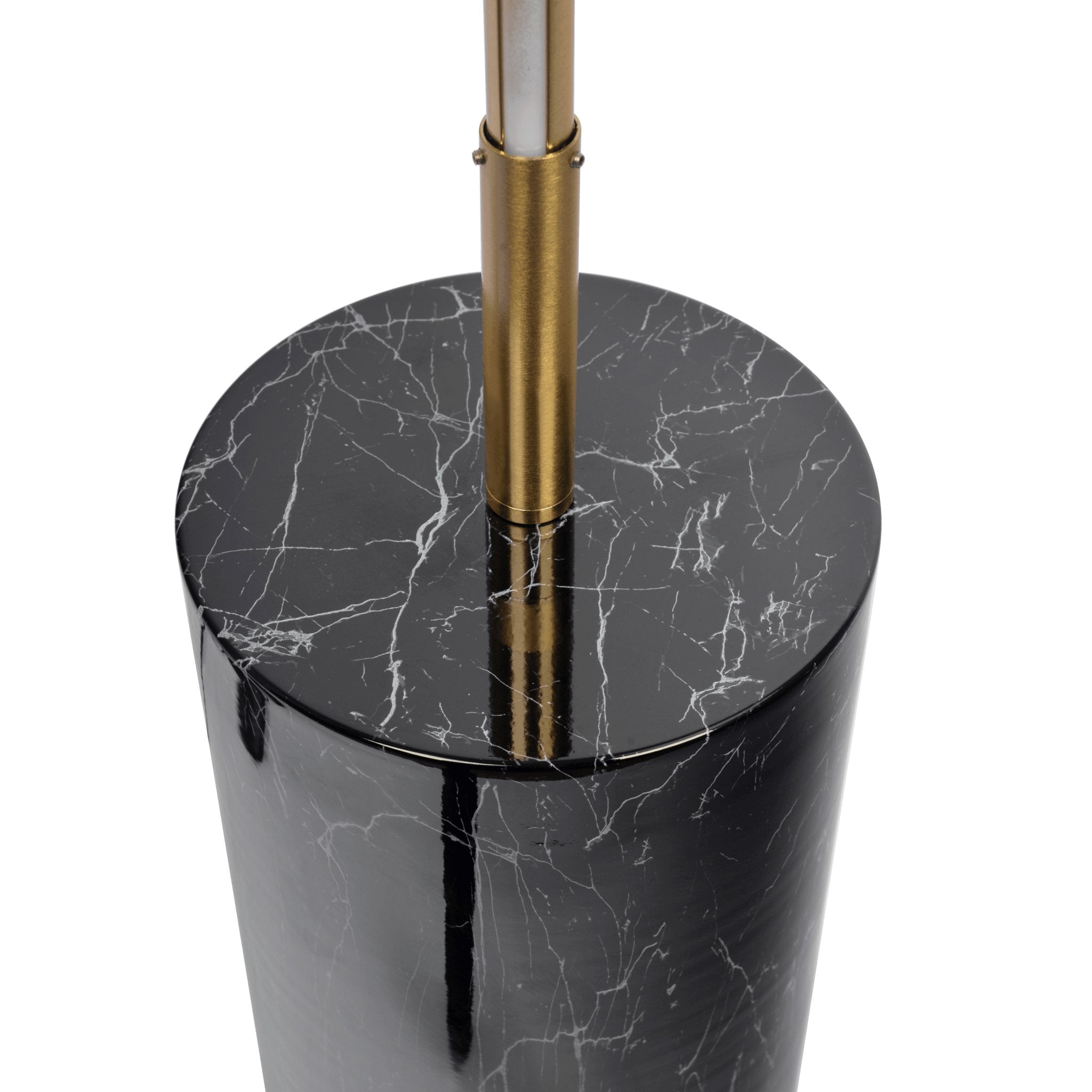 Prism Brassed Gold LED Floor Lamp with On/Off Switch Faux Marble Base - MidinMod