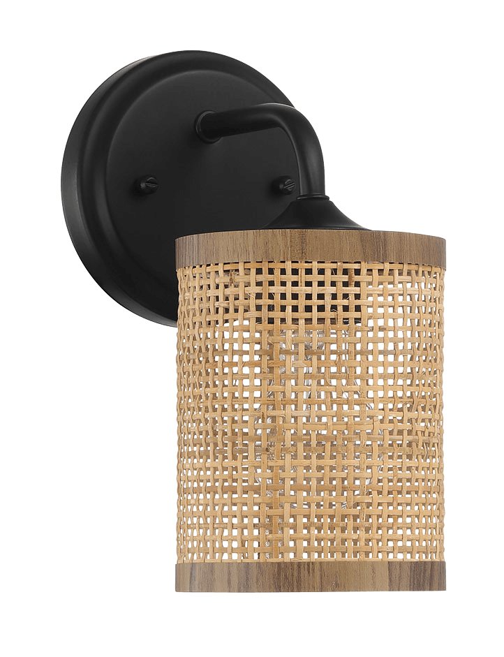 Reef Single Lights Wall Sconce With Natural Rattan Shade Rustic Wicker Wall Light - MidinMod