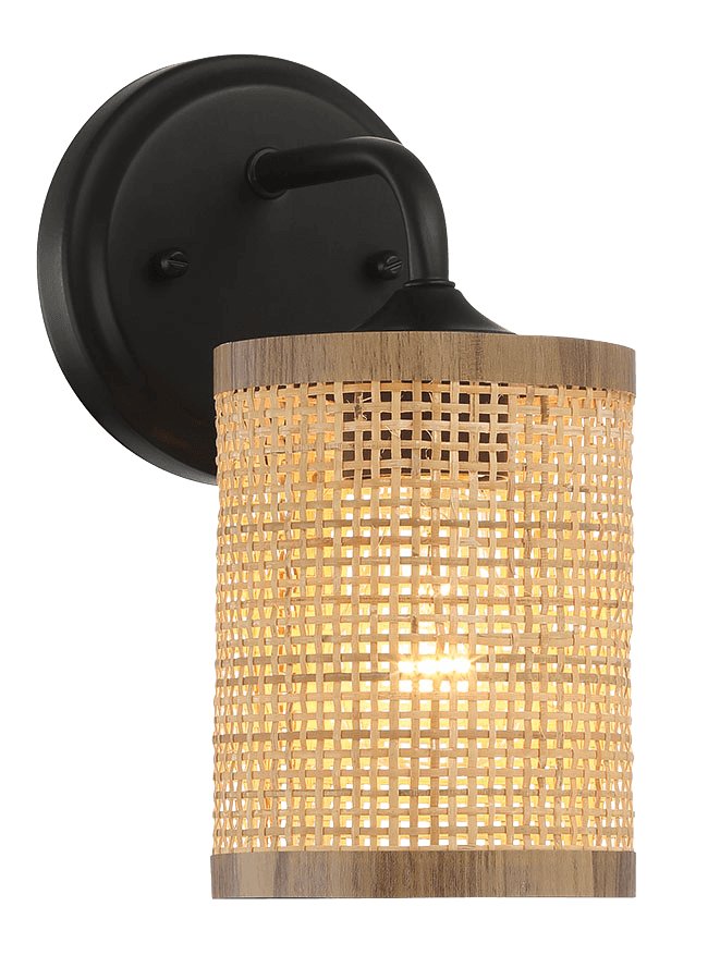 Reef Single Lights Wall Sconce With Natural Rattan Shade Rustic Wicker Wall Light - MidinMod