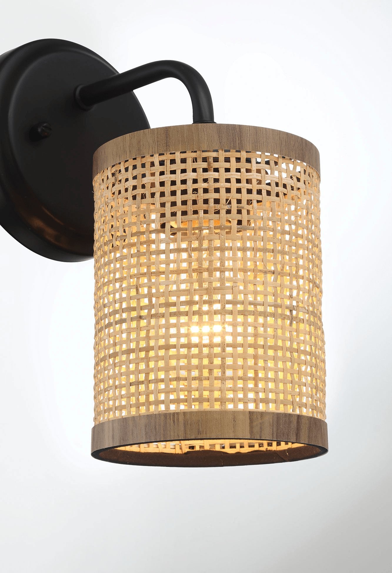 Reef Single Lights Wall Sconce With Natural Rattan Shade Rustic Wicker Wall Light - MidinMod