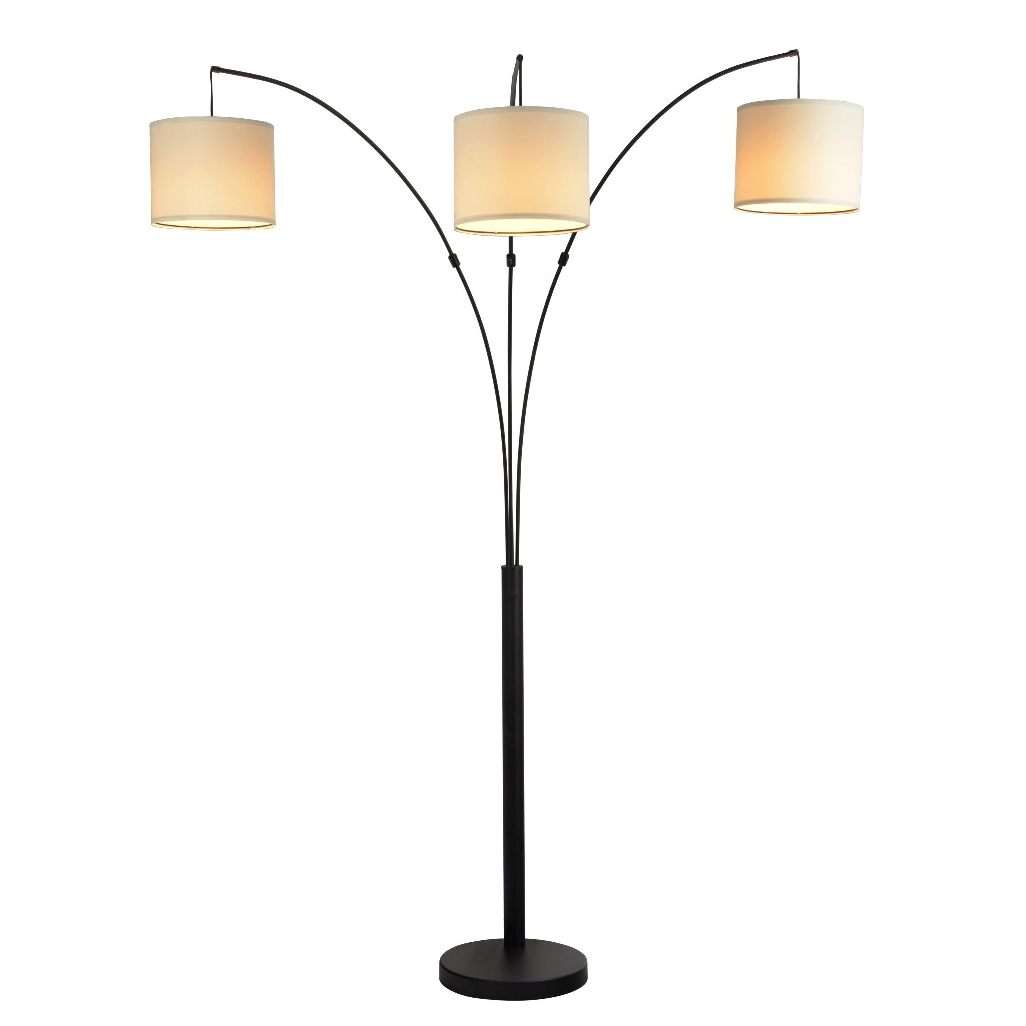 Royal 3-Arm Metal Arc Floor Lamp, Oil Rubbed Bonze with Linen Shade, 4 way Rotary Switch - MidinMod