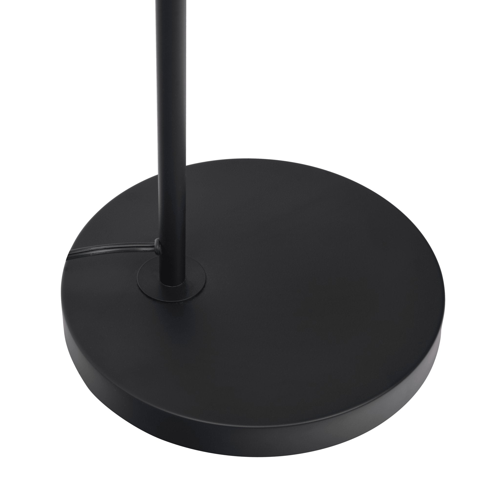 Seoul Black Floor Lamp with Rotary Switch Wood Table Metal Base - MidinMod