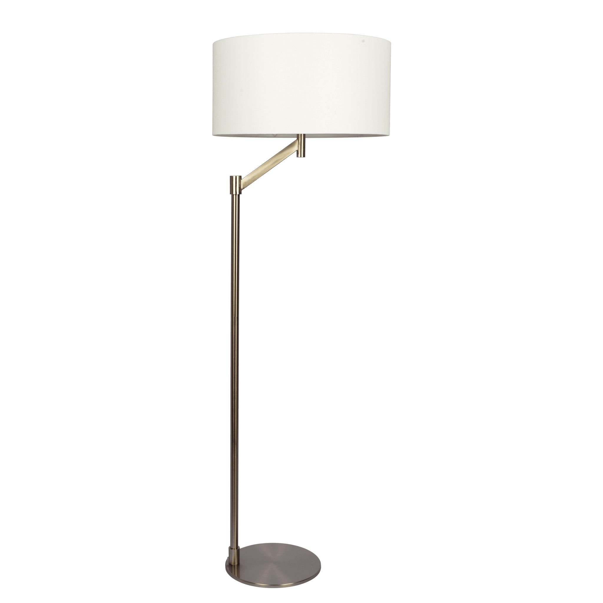 Serene Brushed Nickel Floor Lamp with Rotary Switch Metal Base White Linen Shade - MidinMod