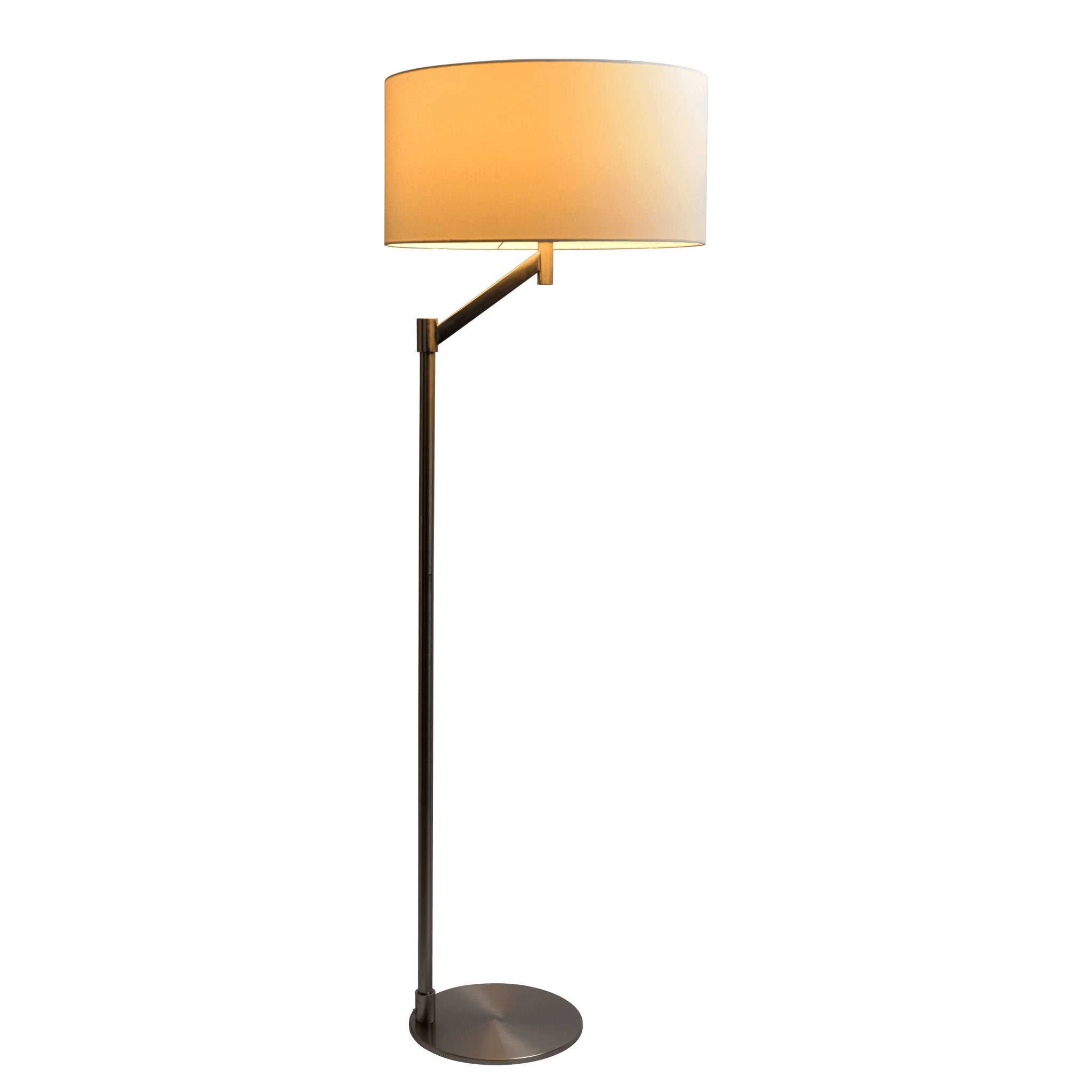 Serene Brushed Nickel Floor Lamp with Rotary Switch Metal Base White Linen Shade - MidinMod