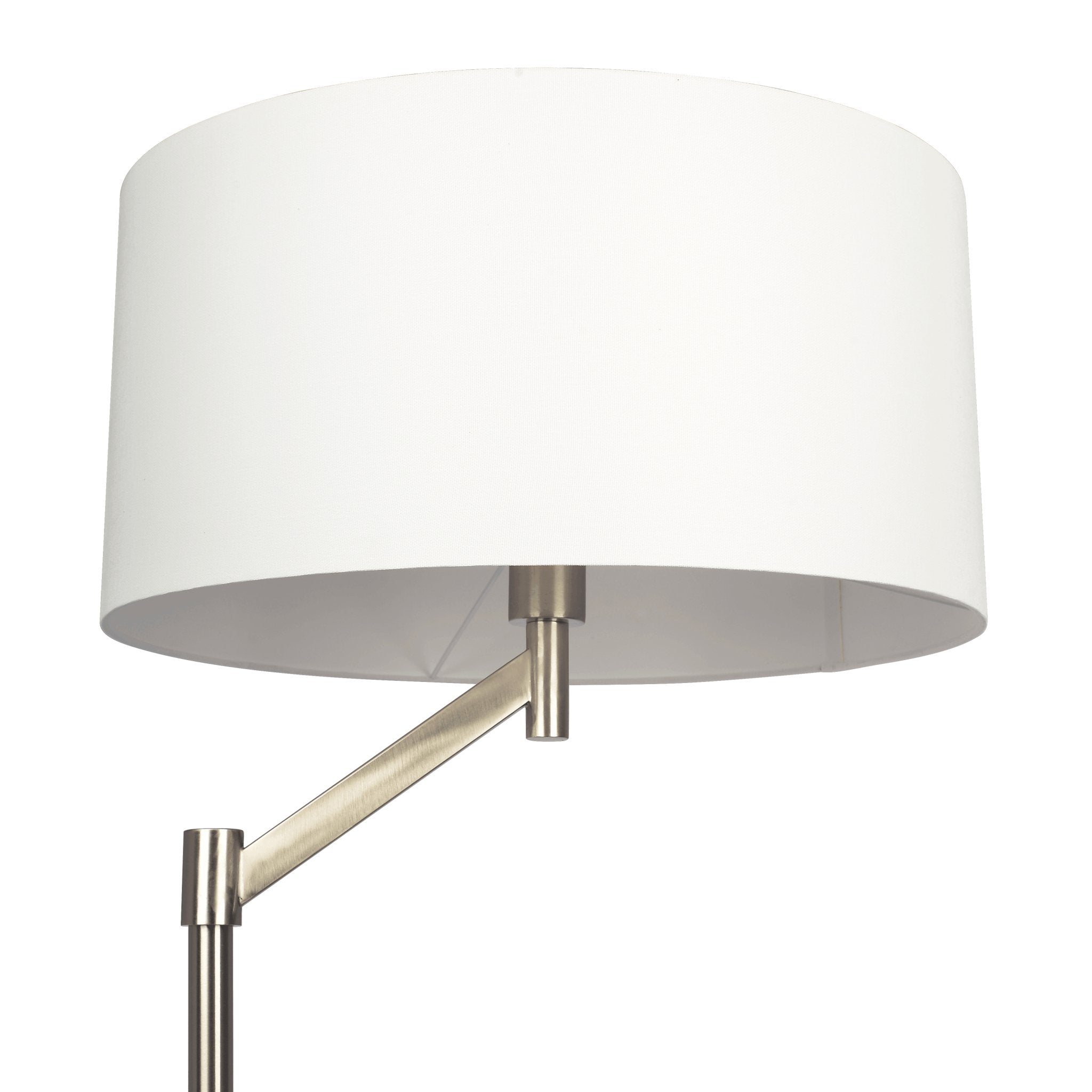 Serene Brushed Nickel Floor Lamp with Rotary Switch Metal Base White Linen Shade - MidinMod