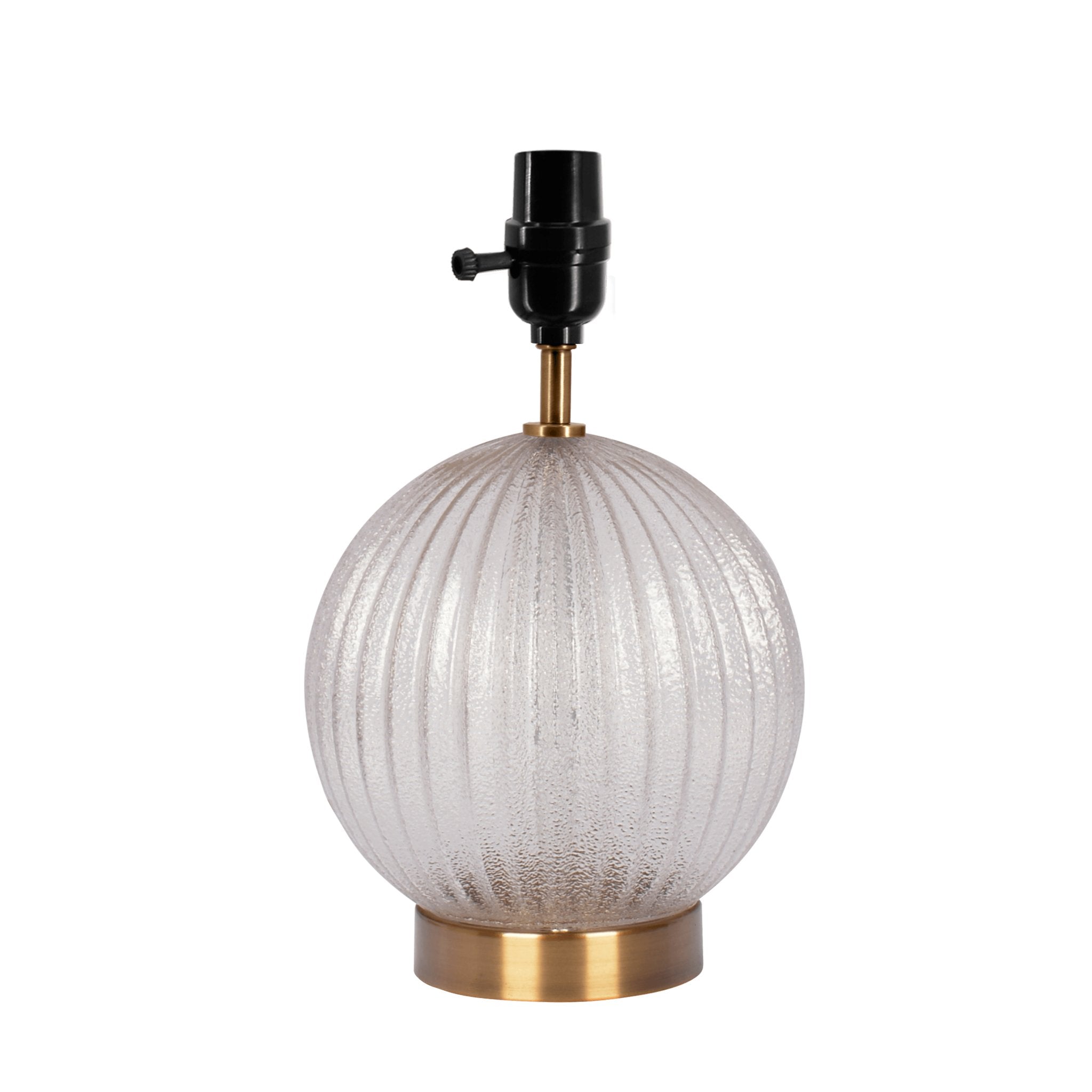 Serenity Round Ribbed Glass Lamp Base Clear Table Lamp Large Linen Shade - MidinMod