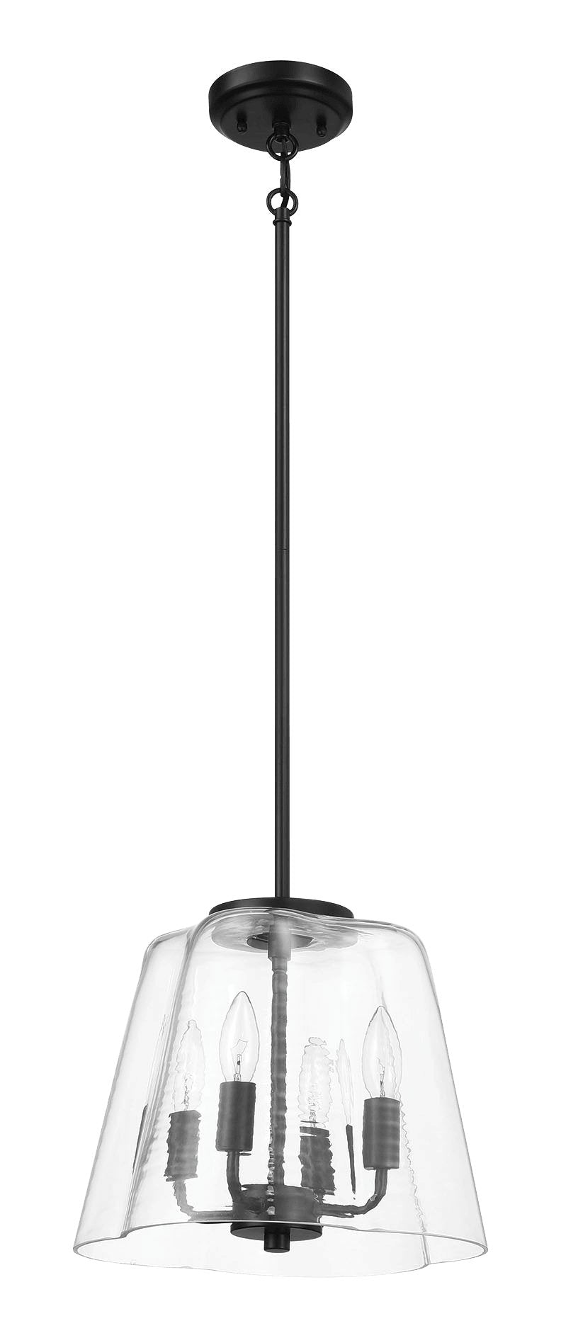 Soiree Four Candle Lights Pendant With Clear Glass - Black Finish - MidinMod