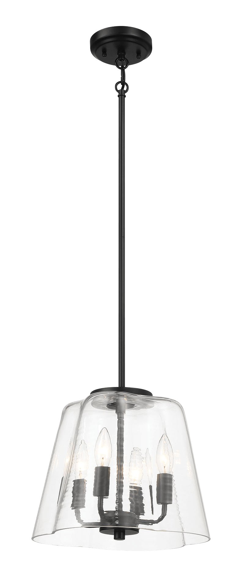 Soiree Four Candle Lights Pendant With Clear Glass - Black Finish - MidinMod