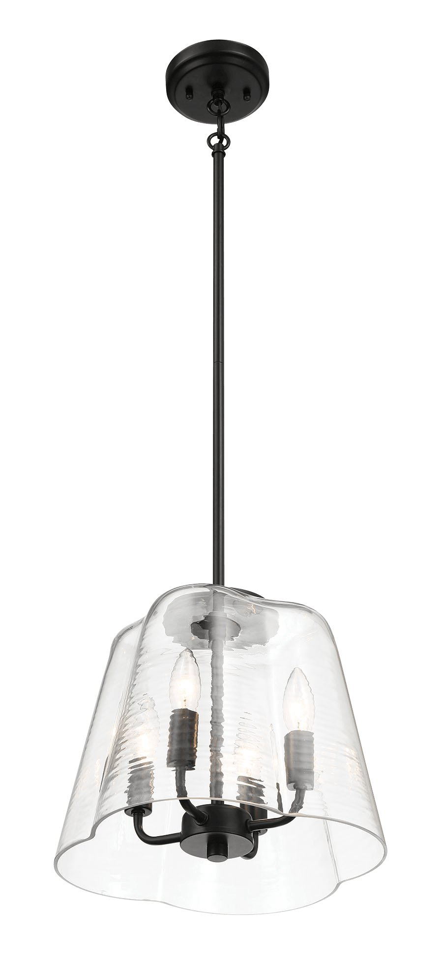 Soiree Four Candle Lights Pendant With Clear Glass - Black Finish - MidinMod