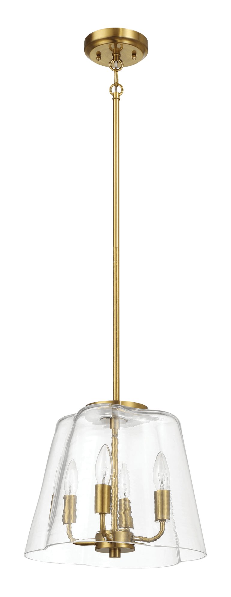 Soiree Four Candle Lights Pendant With Clear Glass - Satin Brass - MidinMod