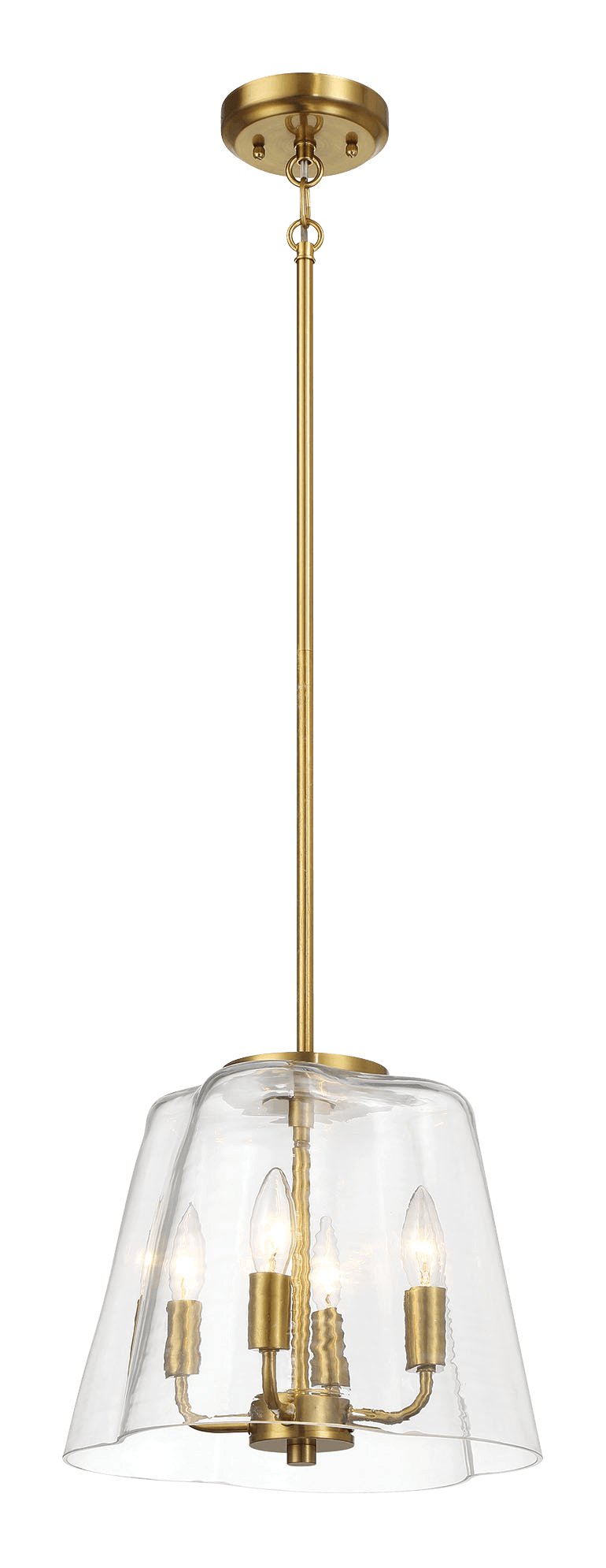 Soiree Four Candle Lights Pendant With Clear Glass - Satin Brass - MidinMod