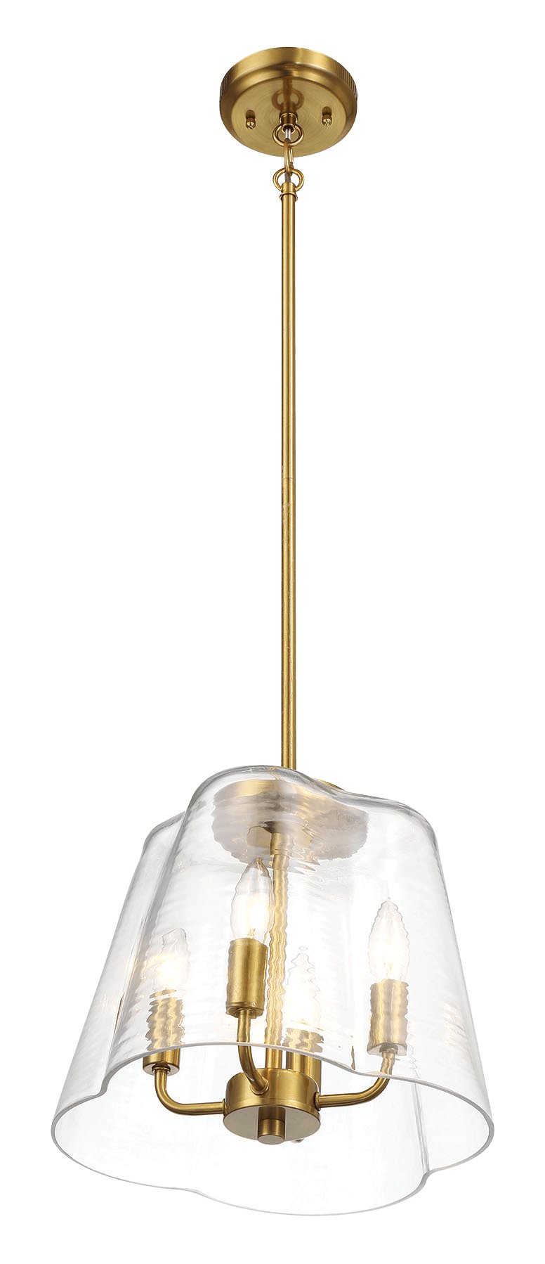 Soiree Four Candle Lights Pendant With Clear Glass - Satin Brass - MidinMod